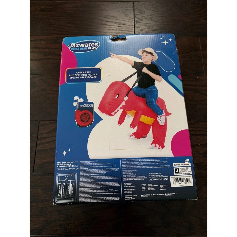 Jazwares Costume Play Red Dino Rider Inflatable Kids Costume JWC7591 Ages 6+